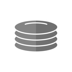 Plate stack grey flat vector icon