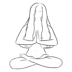 Yoga, beauty salon, spa logo or label or label. A girl sitting in the lotus position.