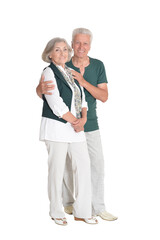 portrait of happy  senior couple embracing  isolated