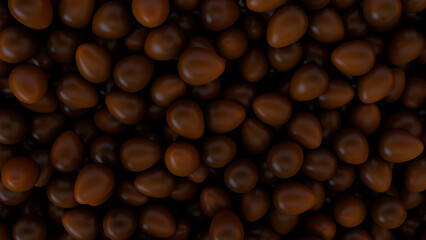 Chocolate easter eggs background, easter concept, 3D illustration