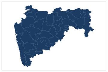 Beautiful Maharastra India vector map illustration on white background ,Maharastra District vector map illustration