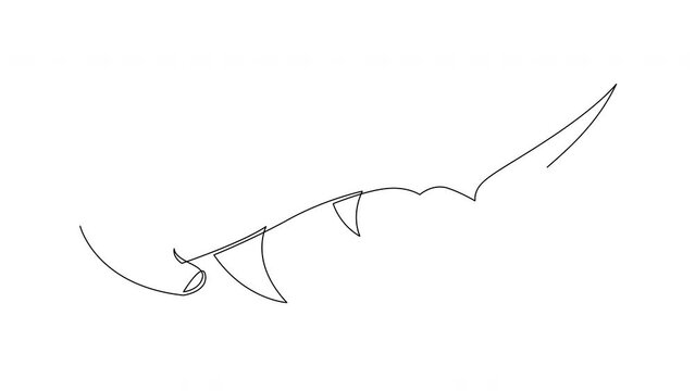 Self drawing simple animation of continuous one line drawing of Hammerhead Shark. Hammerhead single line drawing by hand. 4K Alpha-channel.