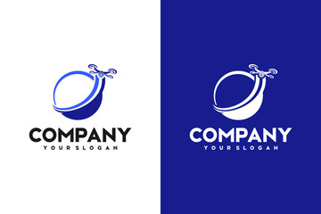 creative logo drone, drone logo with world circle concept.