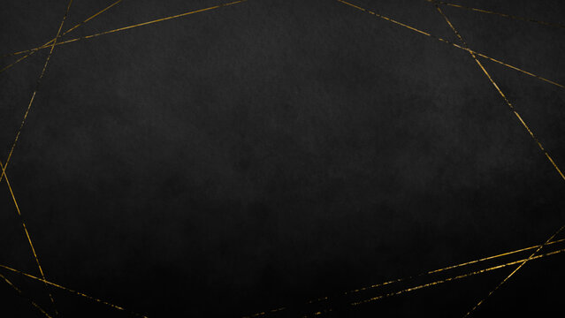 Background Texture Black Gold Luxury. Shiny Lines Around The Edges