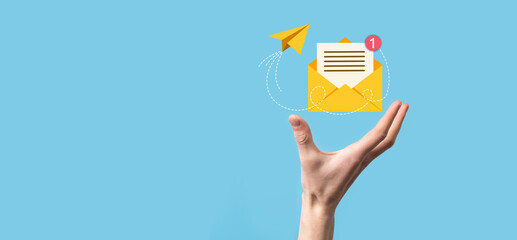Email marketing and newsletter concept.Contact us by newsletter email and protect your personal...