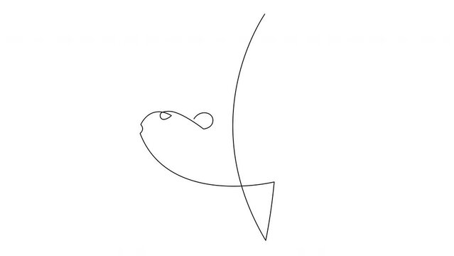 Self drawing simple animation of single continuous one line drawing of Sun Fish. Mola Mola drawing by hand, black lines on a white background.