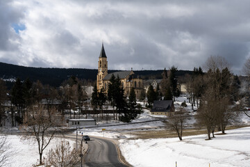 Fototapeta premium Blick auf Oberwiesenthal