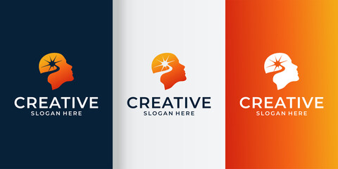 creative head with way and thinking premium vector