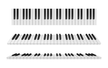 Collection realistic musical instrument row of black and white keys vector illustration