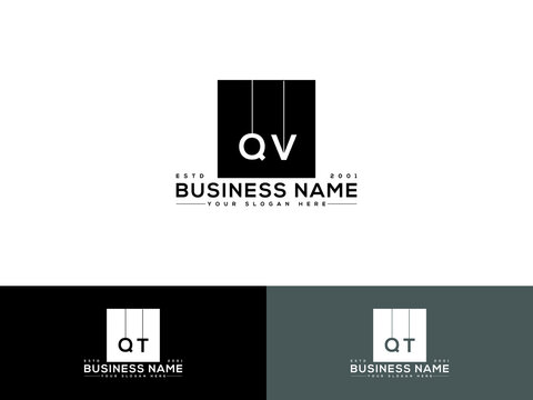 Letter QV Logo Icon, Square Qv vq black logo Letter Vector Image Design For your brand