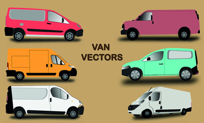 Vector set of vans in different colors