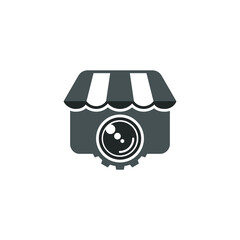 combination of shop, gear and camera