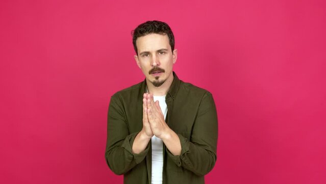 Man pleading over isolated background