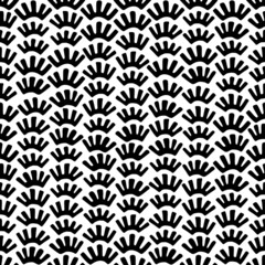 Cute seamless black and white pattern. Cute ornament drawn in ink. Wavy print for textiles, packaging, pillows, home decor. Vector illustration.