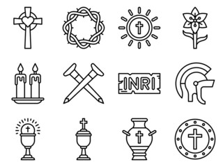 Holy week related line icon set 4, vector illustration