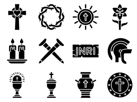 Holy Week Related Solid Icon Set 4, Vector Illustration