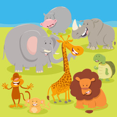Obraz na płótnie Canvas cartoon wild Safari animal characters group