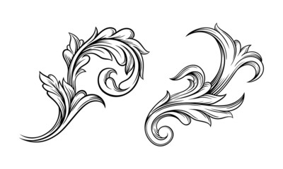 Fototapeta premium Hand drawn leaves set. Highly detailed floral decor detail vector illustration