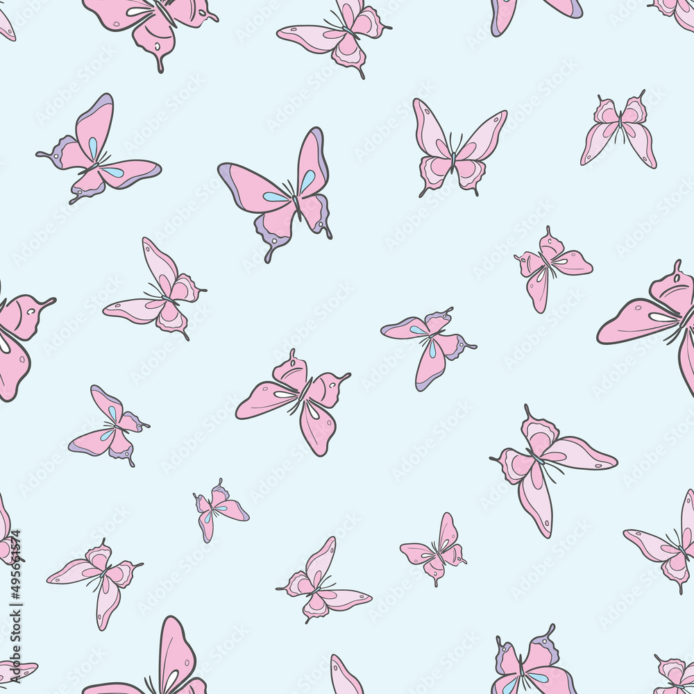Poster pastel butterfly seamless repeat pattern design