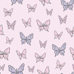 Pastel butterfly seamless repeat pattern design