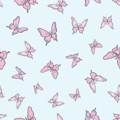 Pastel butterfly seamless repeat pattern design