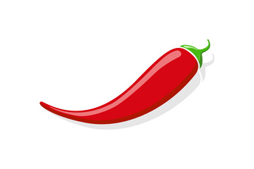 Red pepper. Red chili. cayenne paprika. Pepper icon with shadow isolated on white background. Hot spicy chili. Illustration of vegetable. Mexican food logo. Vector