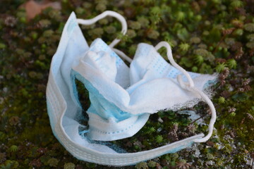 Used medical masks are thrown away carelessly