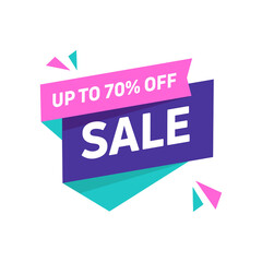 Sale banner design template. Flat origami speech bubble special offer discount vector illustration.
