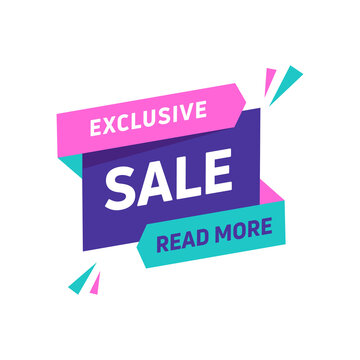 Sale banner design template. Flat origami speech bubble special offer discount vector illustration.