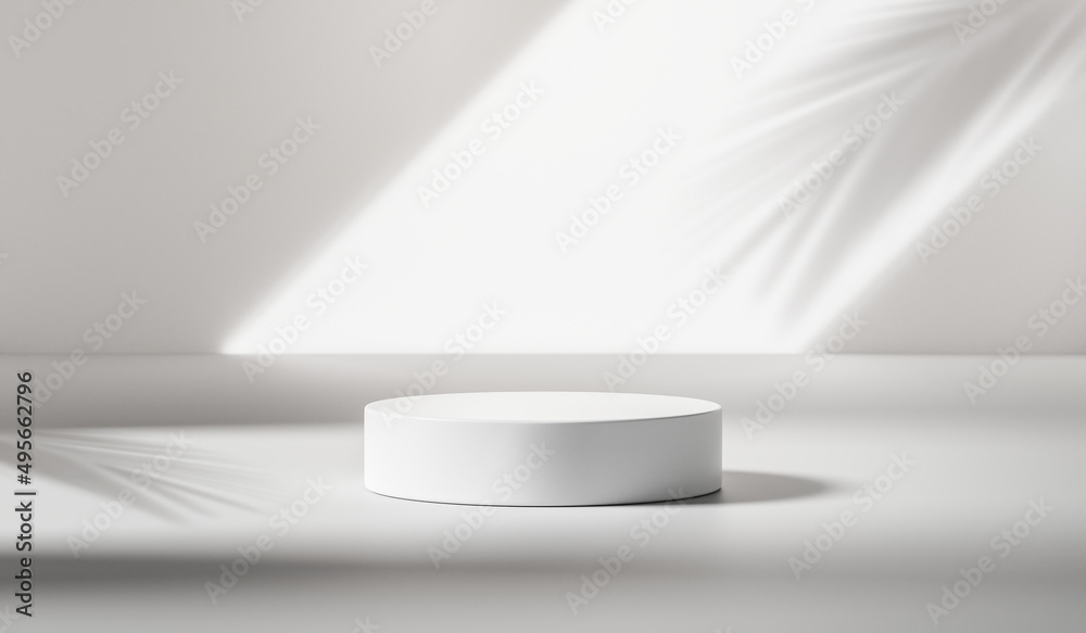 Leinwandbilder summer round podium white background of abstract product scene cosmetic display or empty modern beau