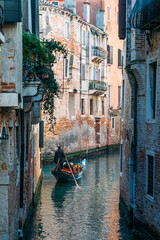 Venice Italy - February 28, 2022 - Venetian gondola