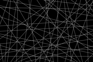 White random lines. Random line pattern on black background. Geometric abstract lines. Black chaotic texture. Diagonal and straight line pattern on white background. Vector