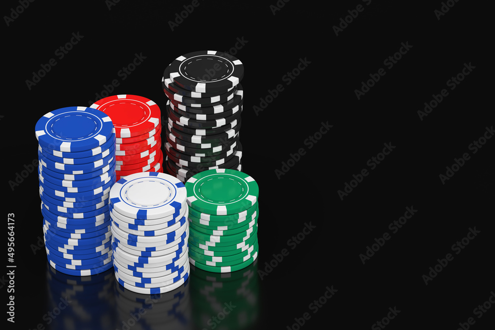 Poster stack of casino chips. 3d rendering