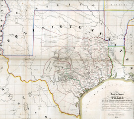 18-19th century vintage German map of the State of Texas