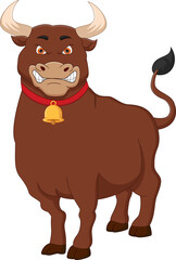 cute buffalo cartoon on white background