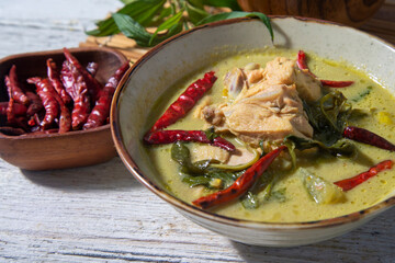 Green curry with chicken.