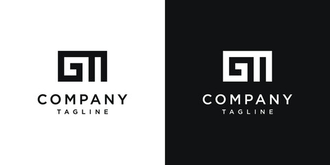 Creative Letter GM Monogram Logo Design Icon Template White and Black Background - obrazy, fototapety, plakaty