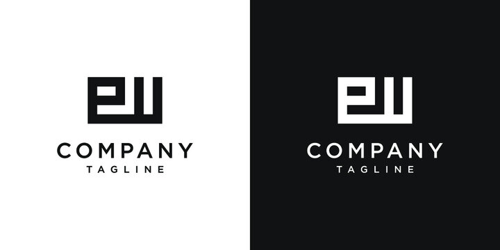 Creative Letter EW Monogram Logo Design Icon Template White and Black Background