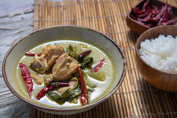 Green curry with chicken.