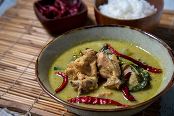 Green curry with chicken.