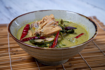 Green curry with chicken.