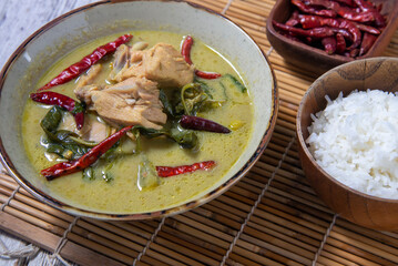 Green curry with chicken.