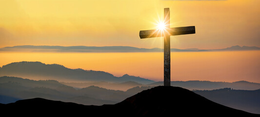 crucifixion jesus christ - cross at sunset