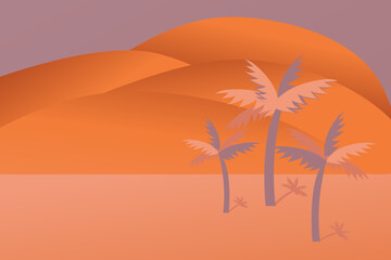 silhouette of a palm tree on the background of the desert