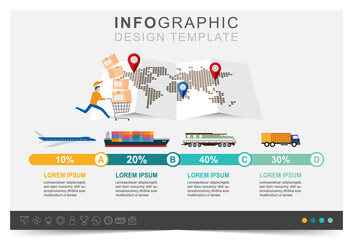 Modern infographic template, presentation business infographic template, freight forwarding business, icon set