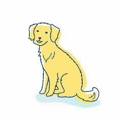 座ってこちらを見ているゴールデンレトリバー