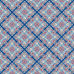 Abstract floral seamless pattern. Mosaic floral ornamental background. Muslim ornament with Arabic, Turkish, Indian motifs. Good for fabric, textile, wallpaper or package background design