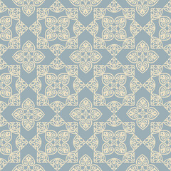 Abstract seamless pattern. Mosaic floral diagonal tile ornamental background. Muslim line ornament in arab orient style