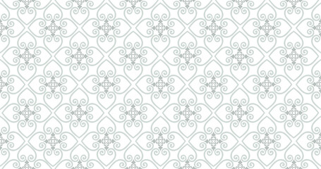 Seamless pattern with floral asian ornament. Abstract ornamental texture. Artistic diagonal flourish tile background in arab orient style