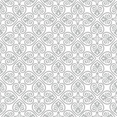 Seamless pattern with floral asian ornament. Abstract ornamental texture. Artistic diagonal flourish tile background in arab orient style